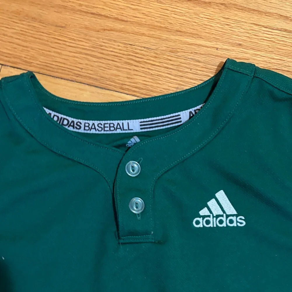 Adidas Kids Dark Green Baseball Shirt - Picture 5 of 7